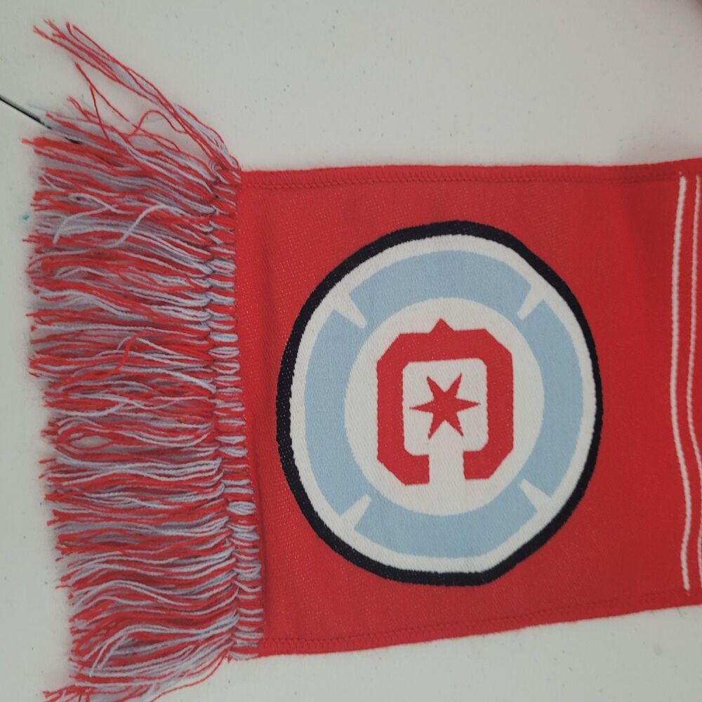 NEW Ruffneck MLS Chicago Fire FC Scarf Fringe Fray Red unisex long - Picture 5 of 13